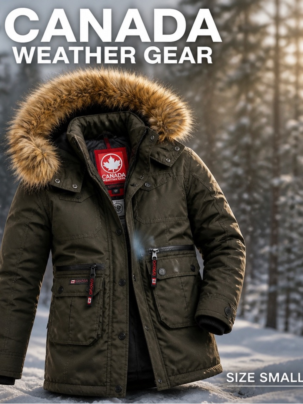 Canada Weather Gear Olive Fur-Trim Parka Jacket size 7/8 or ( XS )